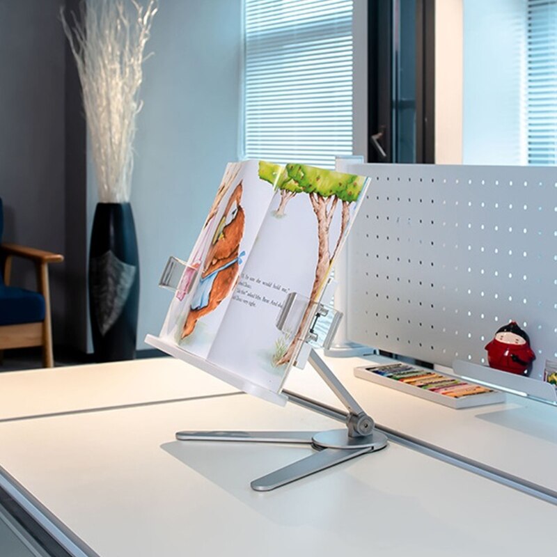 2022 Adjustable Height and Angle Ergonomic Book Holder Reading Textbook Stand for Big Heavy Books Studying Aluminum Alloy