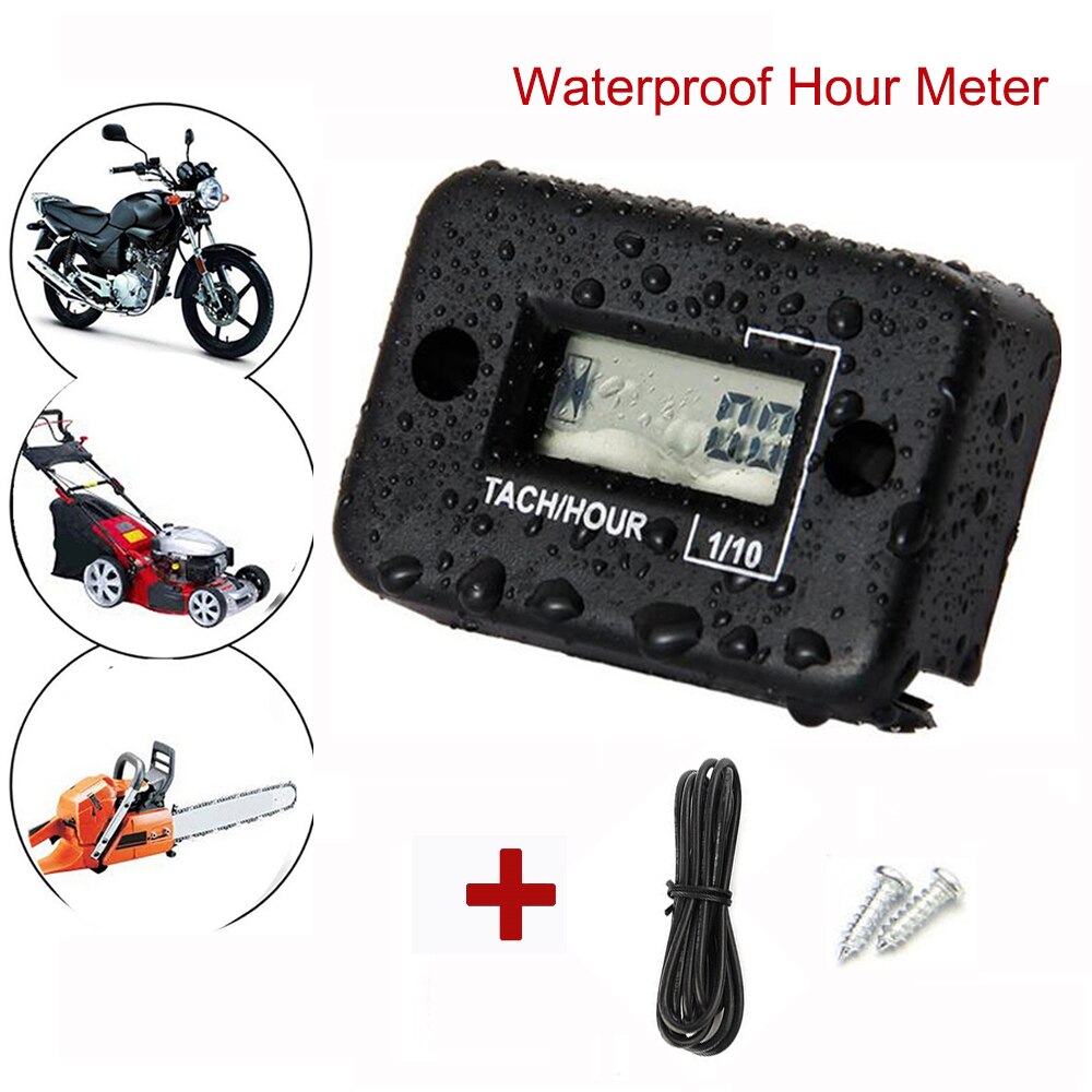 Hour Meter Motorcycle Gauge LCD Display Hour Meter for 4 Stroke Gas Engine Offroad Panel Hour ATV Motorcycle Generator Bike