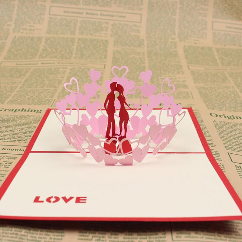Banquet Invitation 3D Couple Greeting Card Folding Stamping Greeting Card Birthday Card With Envelope