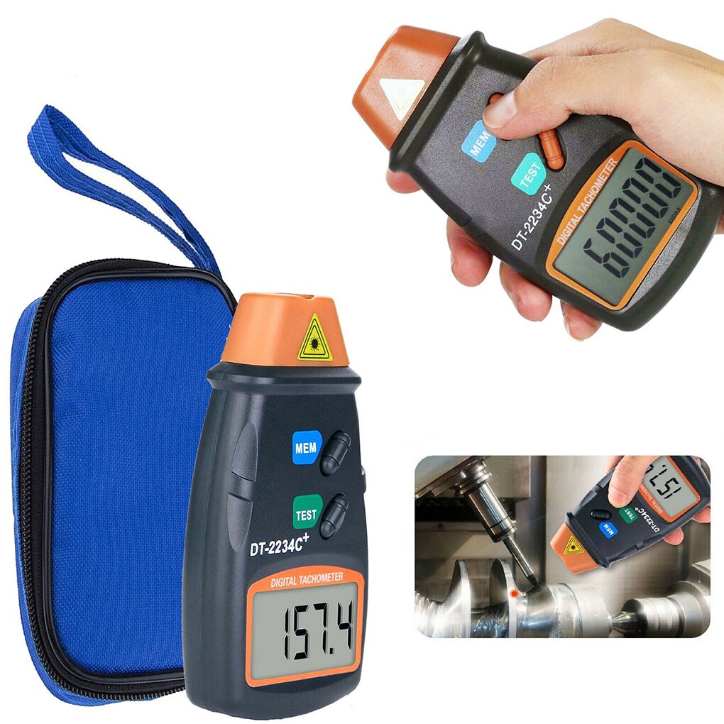 RPM Gauge Digital Tachometer Motor Speed Meter Non-contact LCD Display Tach Meter Measuring Device