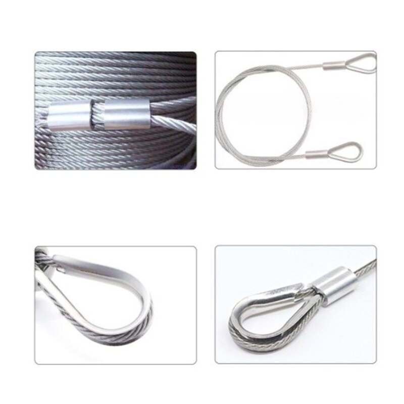 265Pcs Stainless Steel Wire Rope Cable Thimbles Combo and Aluminum Crimping Loop Sleeve Assortment Kit