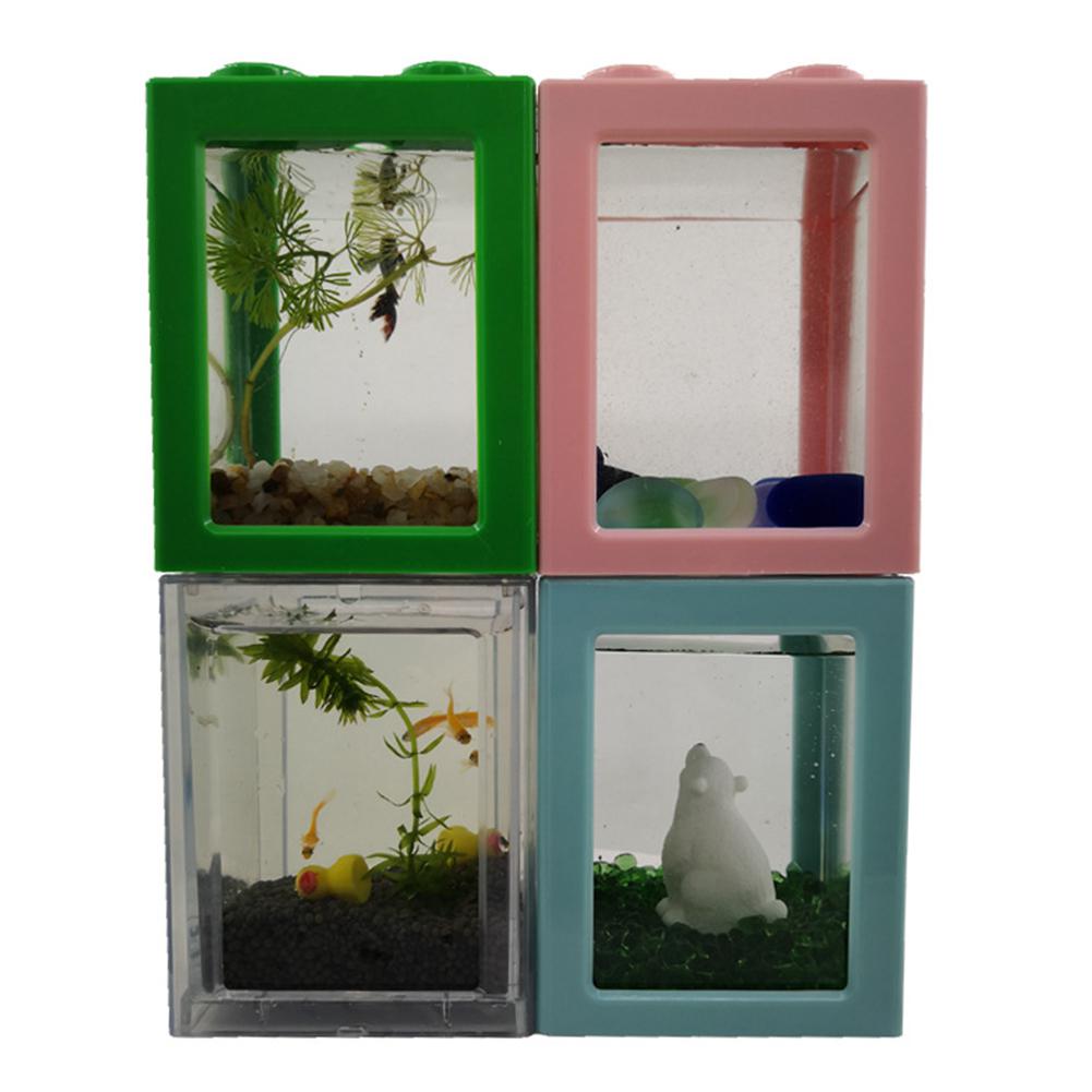 LanLan Stacking Ecological Bucket Mini Fish Tank Algae Ball Spider Box Small Mini Reptile Row Cylinder