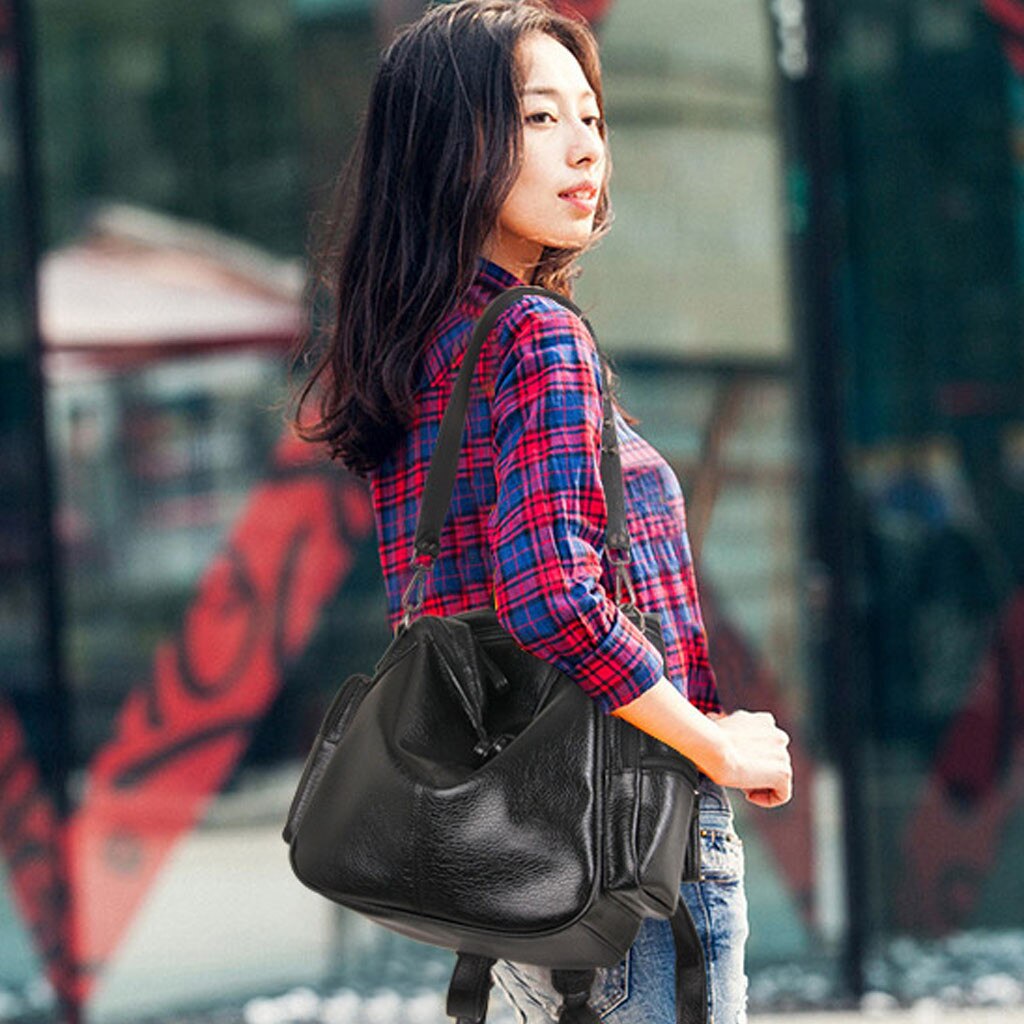 Femmes sac à dos décontracté dame solide en cuir PU sac à dos doux au toucher petit sac à dos adolescent sacs Feminima Mochila # D