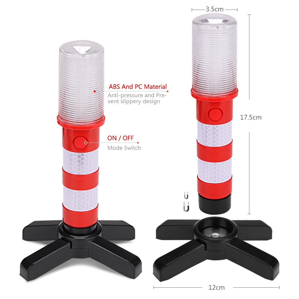 2pcs Portable Led Emergency Roadside Flares Detachable Stand Beacon