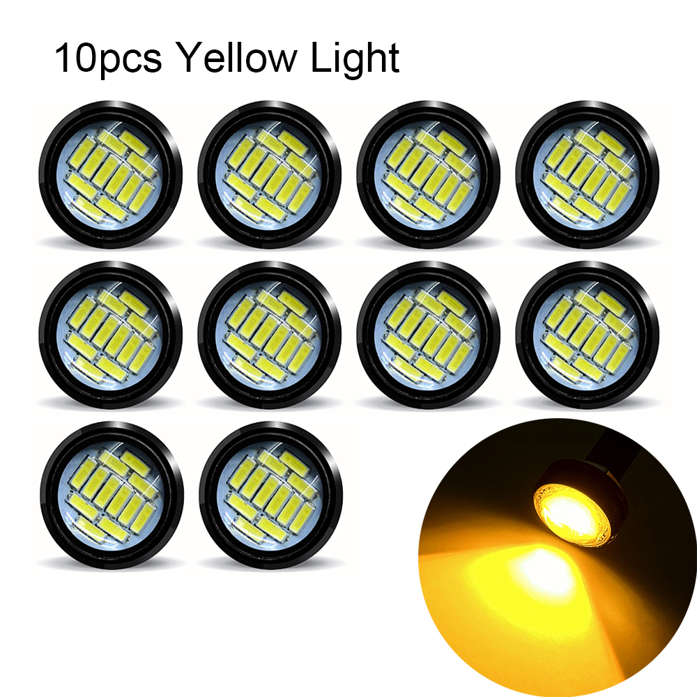Lámpara LED Eagle Eye 23mm 12SMD luces de circulación diurna lámpara de señal blanca amarilla señal de giro, luz lateral, luz de marcha atrás, luz trasera: RGB