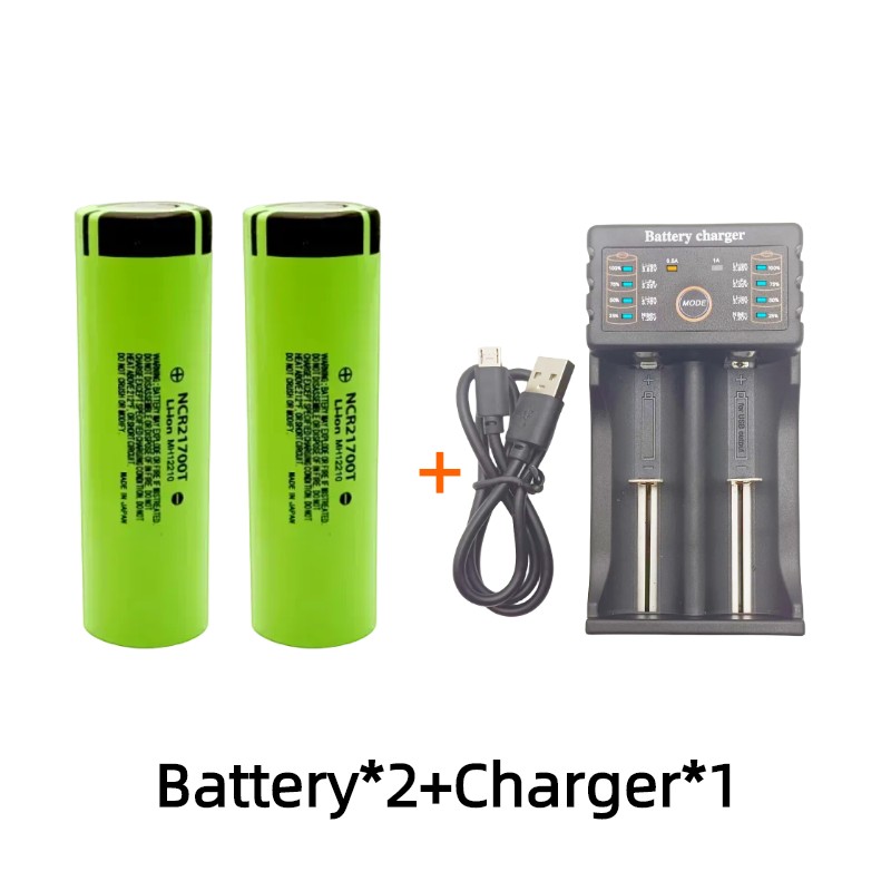 Akumulator 21700 Akumulator 3,7 V 4800 mAh 50 A Mocne akumulatory litowo-jonowe o wysokim stopniu rozładowania do elektronarzędzi + ładowarka: Black