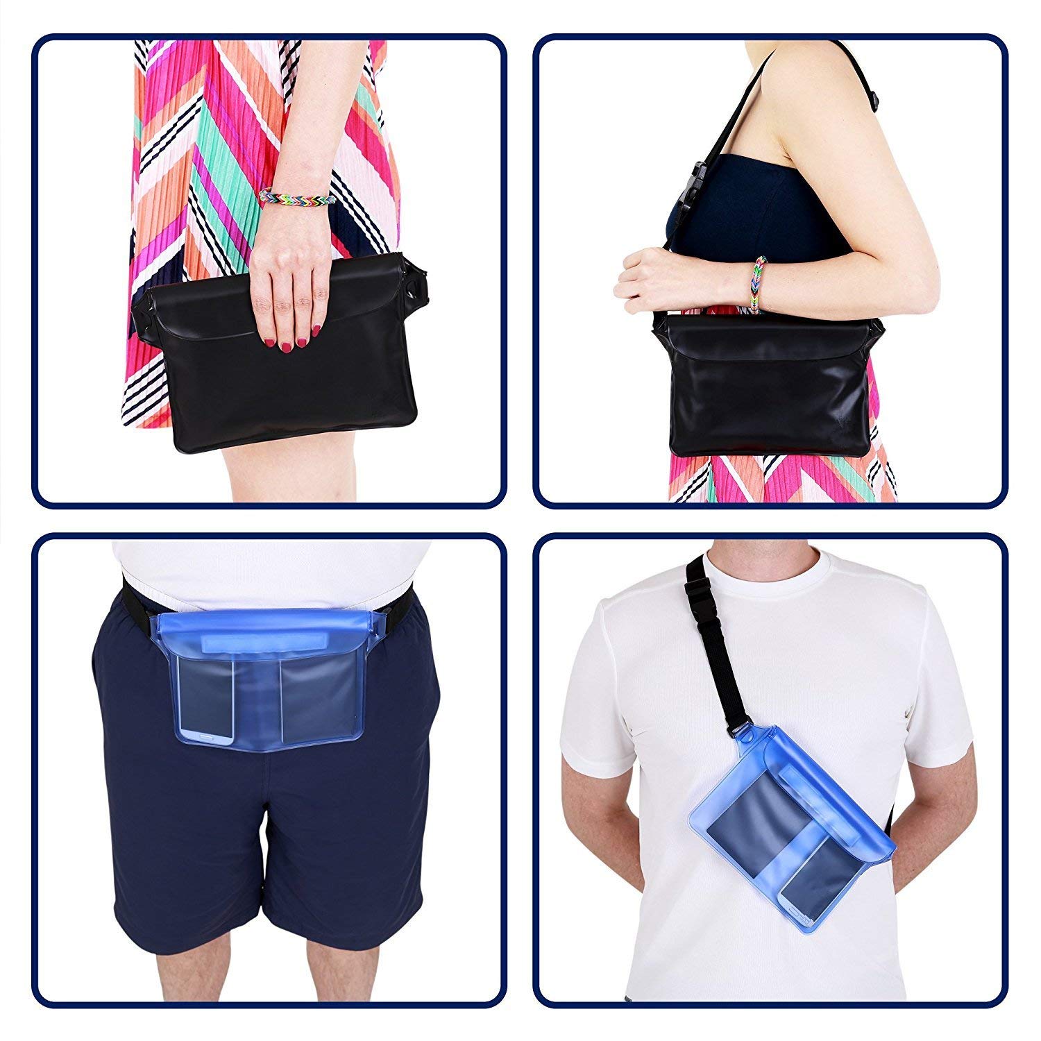 Bolsa impermeable de pvc para exteriores, bolsas de cintura para acampar, escalada, senderismo, deporte, funda bolsa seca con correa para el hombro en la cintura