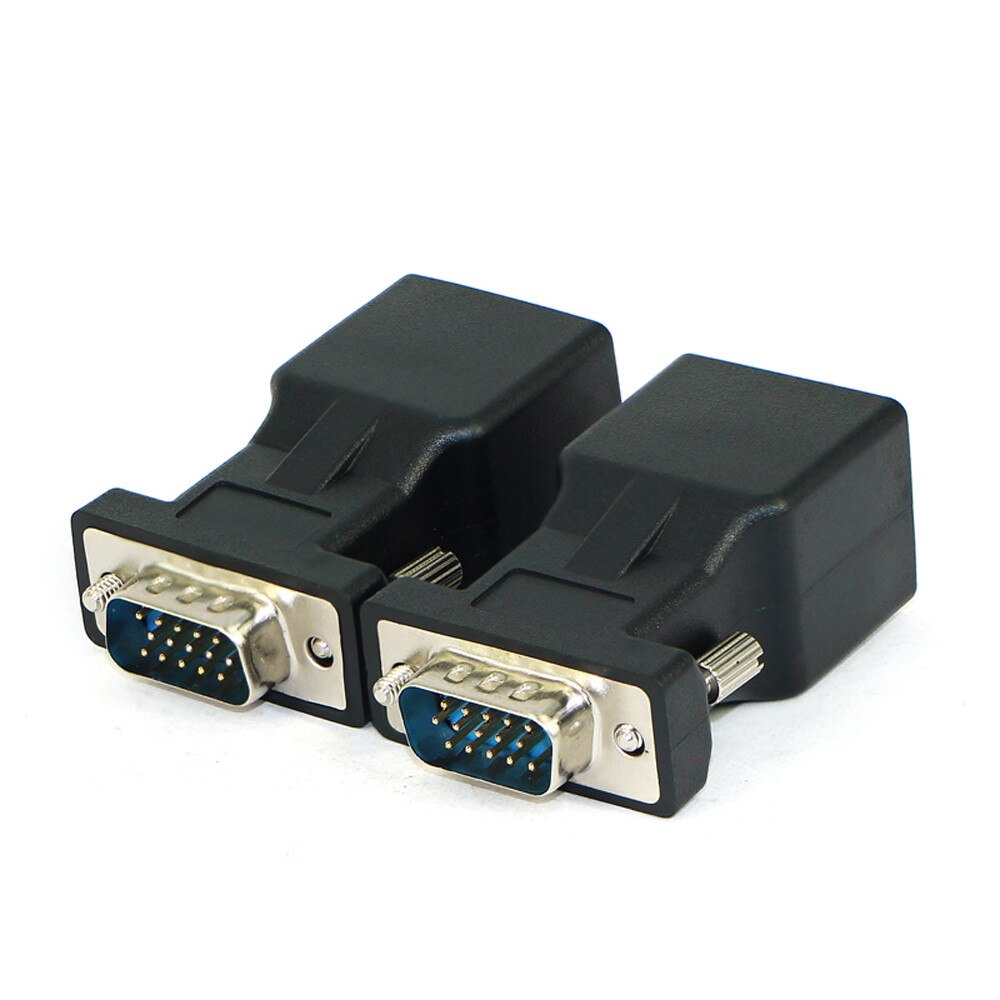 2PCS VGA to RJ45 Cable Adapter VGA Extender Male Female to LAN RJ45 CAT5 CAT6 20M Network Cable Adapter
