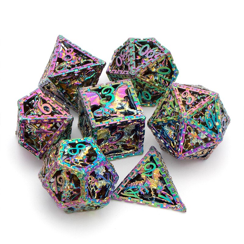 Hohl Metall Dnd Würfel einstellen Kerker Und Drachen D &Ampere; d D + D Würfel D20 D12 D10 D % d8 D6 D4 RPG Kupfer Polyeder Rolle Spielen Würfel