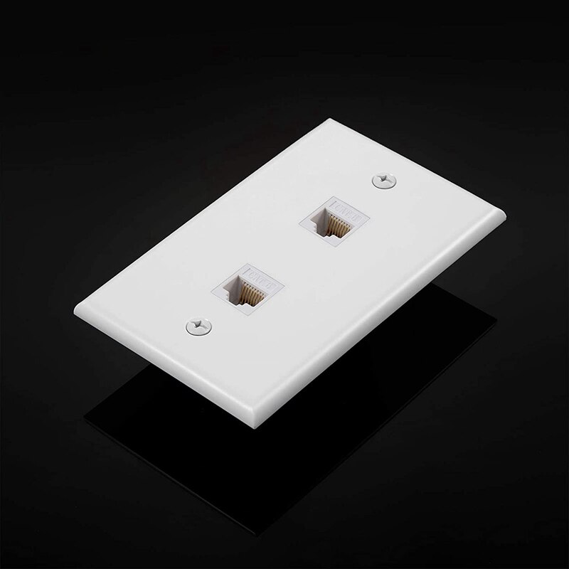 4 Pieces 2 Port Ethernet Wall Plate, RJ45 Cat6 Female to Female Jack Inline Coupler FacePlates (White)