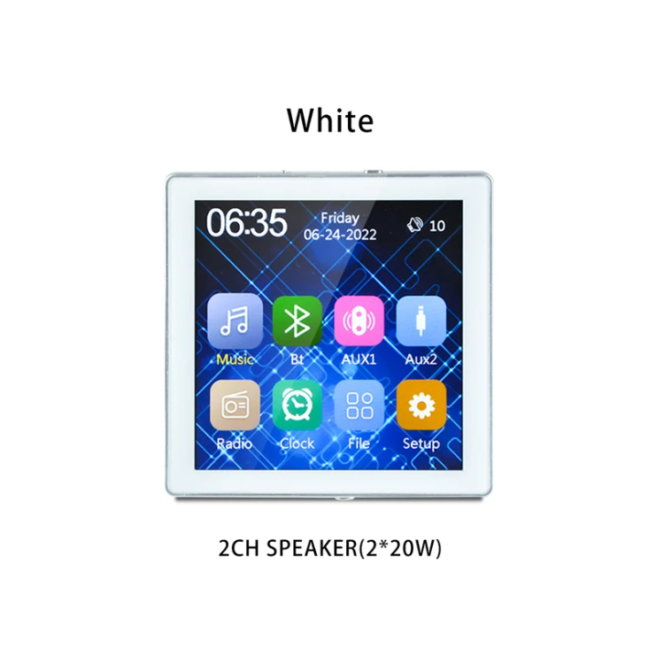 Mini Touch Screen 4*25W Stereo Music Panel PA SystemBluetooth Wall Amplifier Smart Home Audio Ceiling Speaker Wall Amplifier ﻿: WHITE