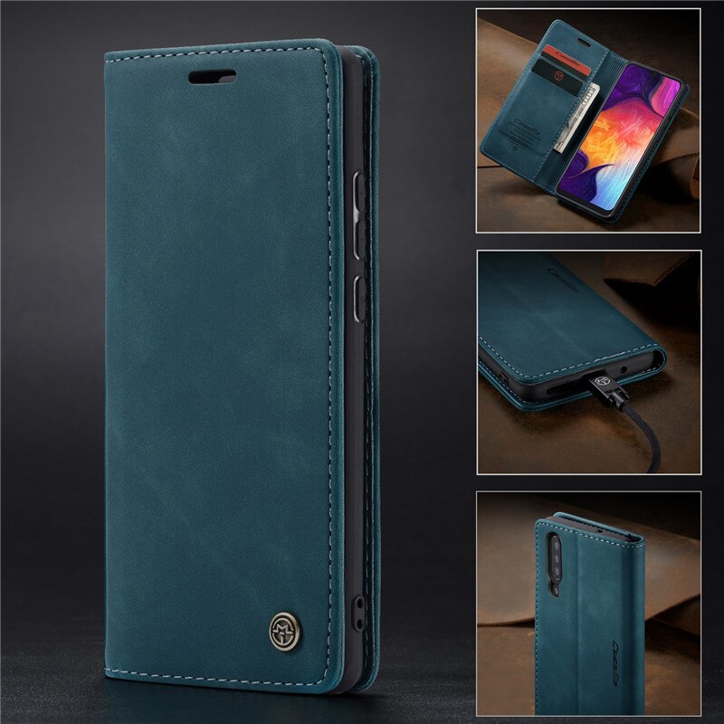 Luxury Book Stand Protective Cover For Samsung Galaxy A50 Case 6.4" Vintage Leather Flip Case for Samsung A50 Case A 50 Fundas
