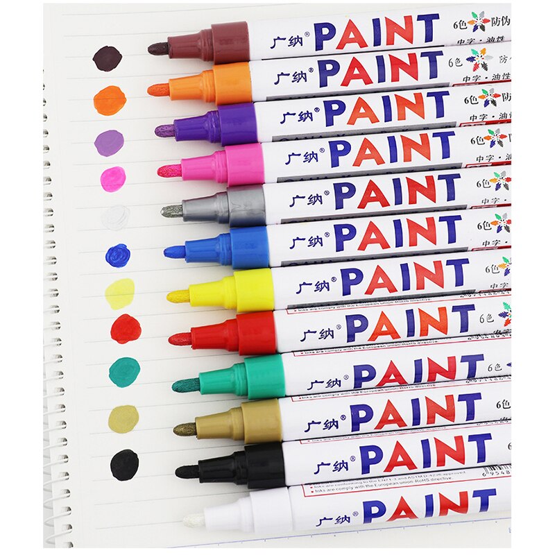 12-color Way Paint Pen Photo Album Graffiti Sign Title Pen Wedding Pen Oily White Mark Touch-up Pen