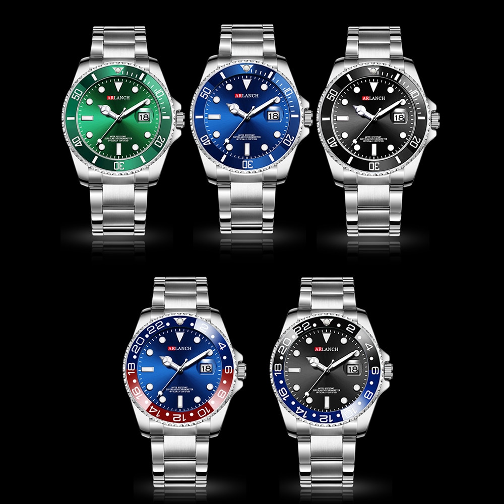 Arlanch herre quartz ur topmærke luksus vandtætte ure herre sports dato armbåndsure sort relogio masculino
