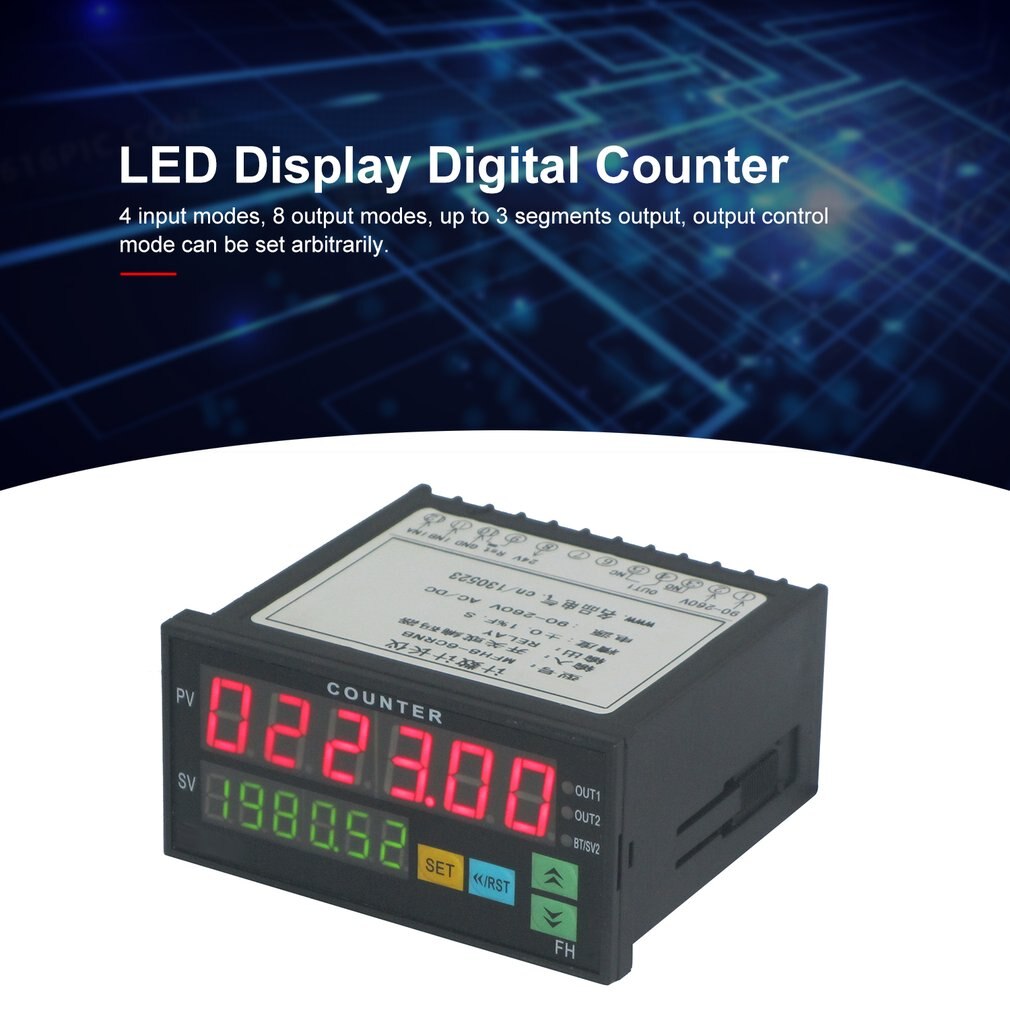 Multi-functional Digital Counter Length Meter Intelligent Dual 6 Digits LED Display AC/DC Preset Electronic Length Counter