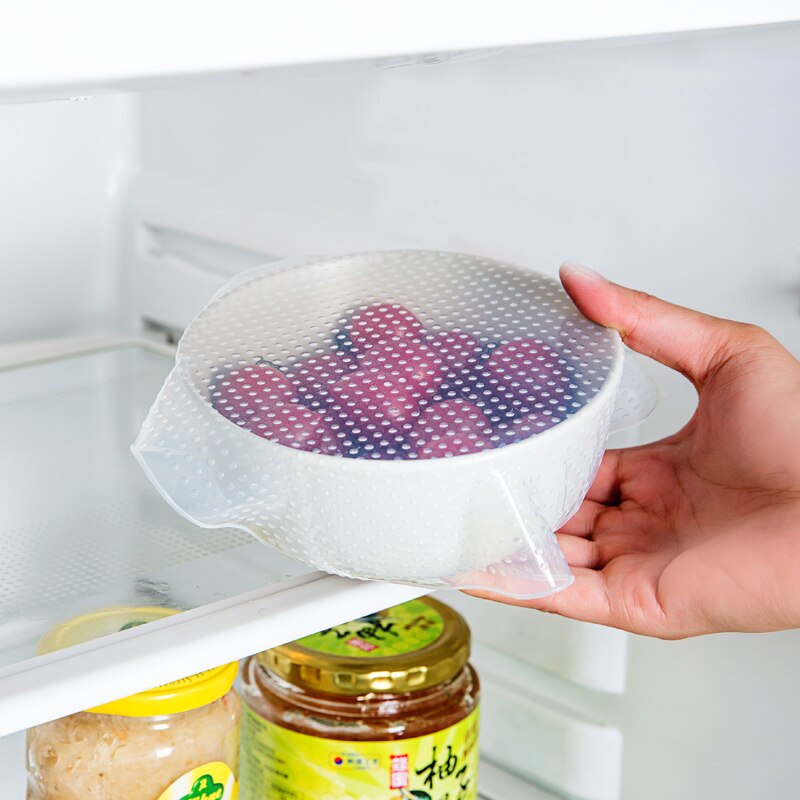 Hometre kjøkken 3pc gjennomsiktig organisk silikon vakuum stretch cap mat fryse fersk multifunksjon gjenbrukbar fersk oppbevaring  h273