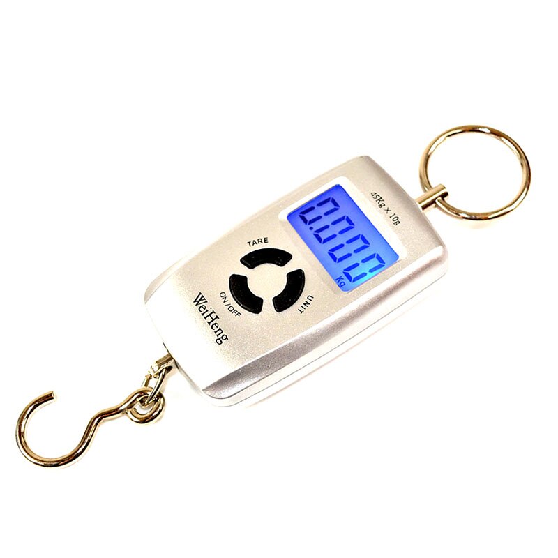 Mini báscula colgante portátil para maleta de viaje, balanza de peso, peso electrónico, gancho de pescado, peso de 45Kg/5g