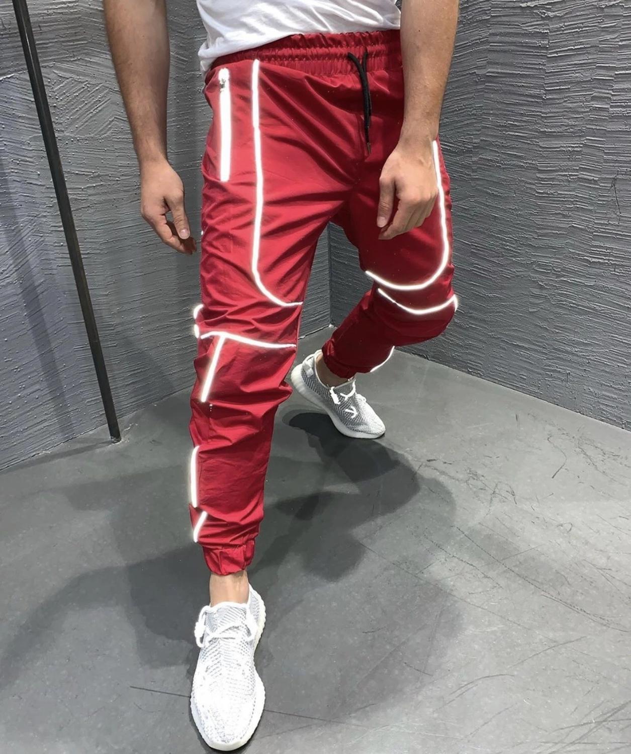 Neue herren draussen Sport hosen nacht lauf reflektierende kleine fuß Trend hosen Fitness Sport Basketball hosen: XXL / rot