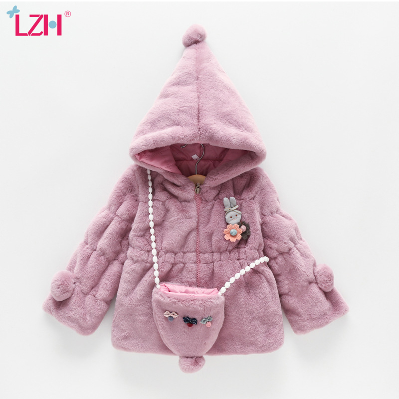 Lzh Hooded Pluche Jas Voor Kid &#39;S Meisje Jas Herfst Winter Pasgeboren Baby Meisjes Kleding Hooded Warm Peuter Kostuum 1-4 Jaar