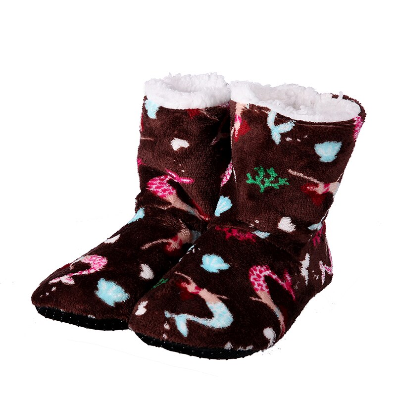 Glglgege Fish Women Shoes Winter Fish Slippers Lady Slip On Plush Keep Warm Indoor Slippers Multi-color optional: Brown / 38