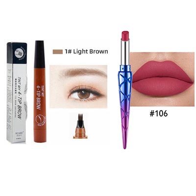 2 stk øjenbrynspen vandtæt fire-klø øjenbryn nuance makeup fire farver øjenbryn blyant brun sort: 01-106