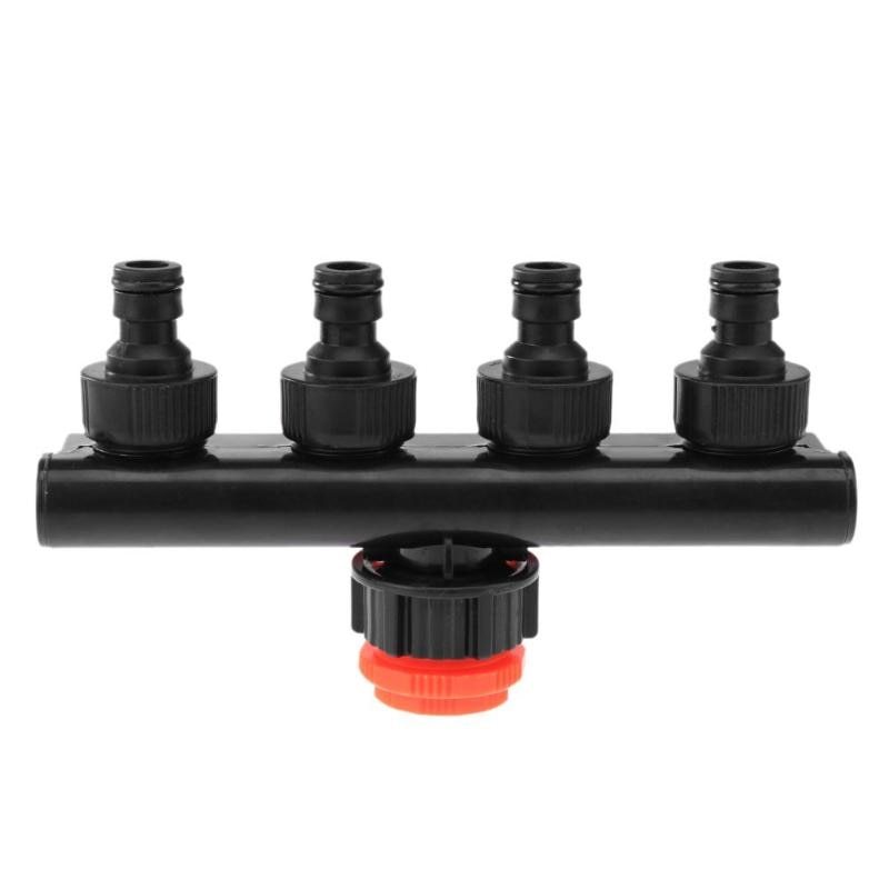 4 Way Faucet Connectors Hose Pipe Splitter Drip Irrigation Garden Watering 3/4 Inch Threaded Inlet 1/2 Inch Fast Connection