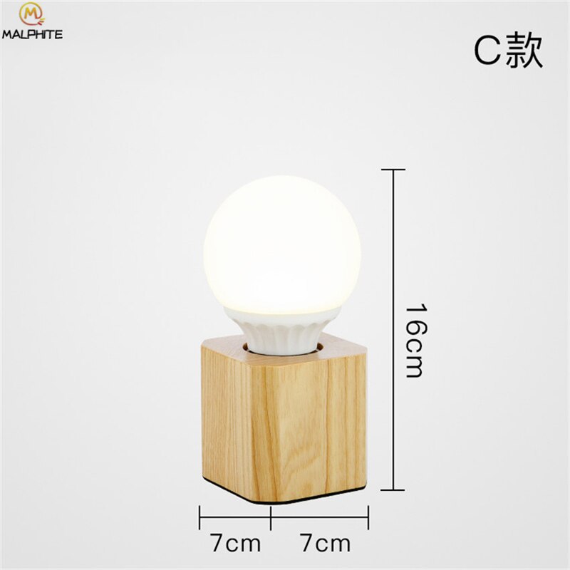 Lámpara de mesa de madera nórdica moderna sala de estar dormitorio lámparas de noche Mesa hogar niños habitación decoración iluminación lámpara Aparato de madera luminarias: B