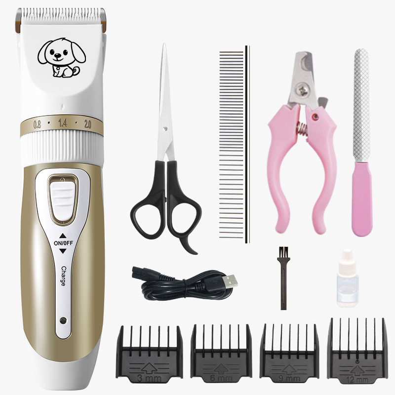 Elektrische Pet Clipper Hond Tondeuses Voor Huisdier/Kat/Hond/Konijn Grooming Haircut Trimmer Scheerapparaat Set Huisdieren draadloze Oplaadbare: Set meal B04