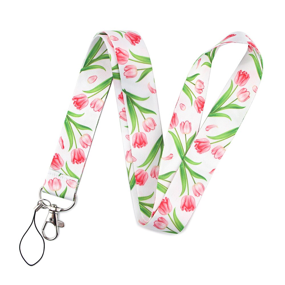 LX150 Fresh Leaves Flower Neck Strap Lanyards ID Badge Card Holder Keychain Phone Gym Strap Webbing Necklace: 3