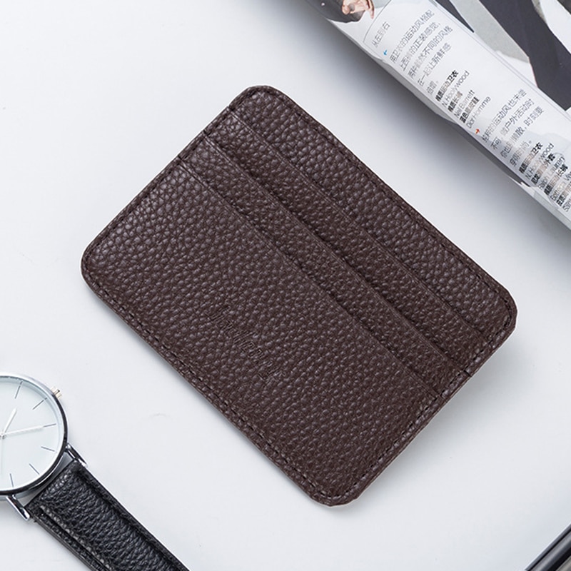 Kvinnor slimmad minimalistisk plånbok pu läder kreditkortshållare kort plånbok und