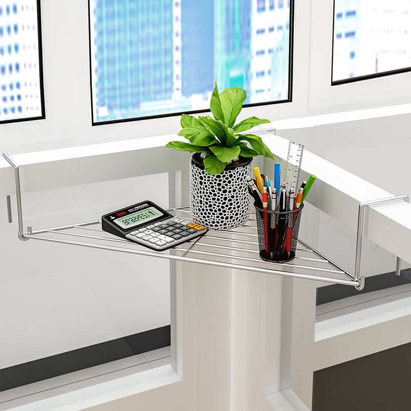 Office triangle wrought iron flower desk work station partition shelf balcony corner storage rack YHJ40301