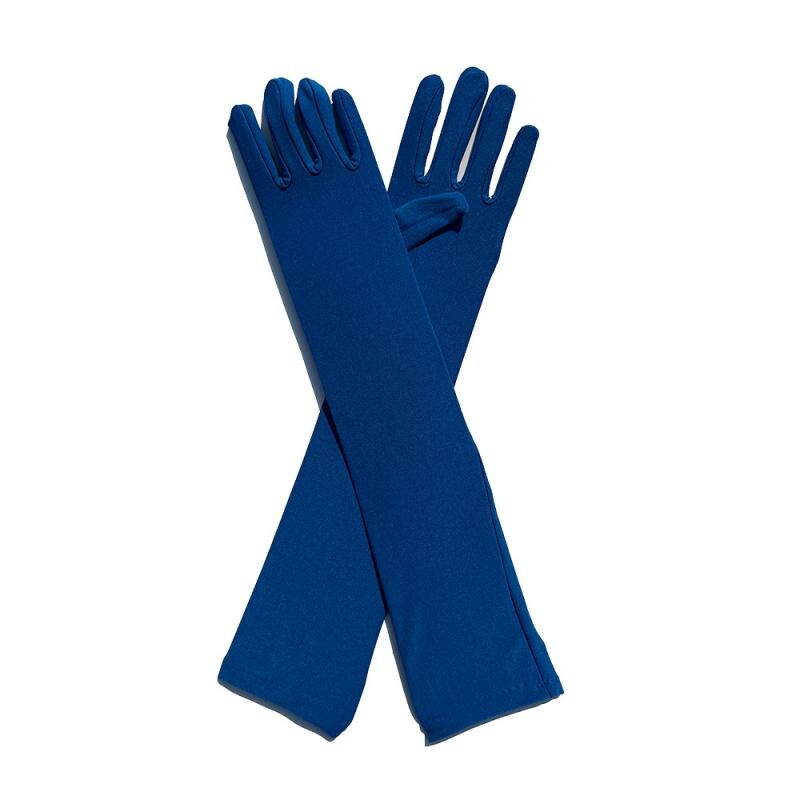 Manoplas para mujer, guantes elásticos de seda de leche para mujer, Festival, , grupo, espectáculo, Bar, baile, guantes de vestir, guantes de 45Cm de largo C013: Azul