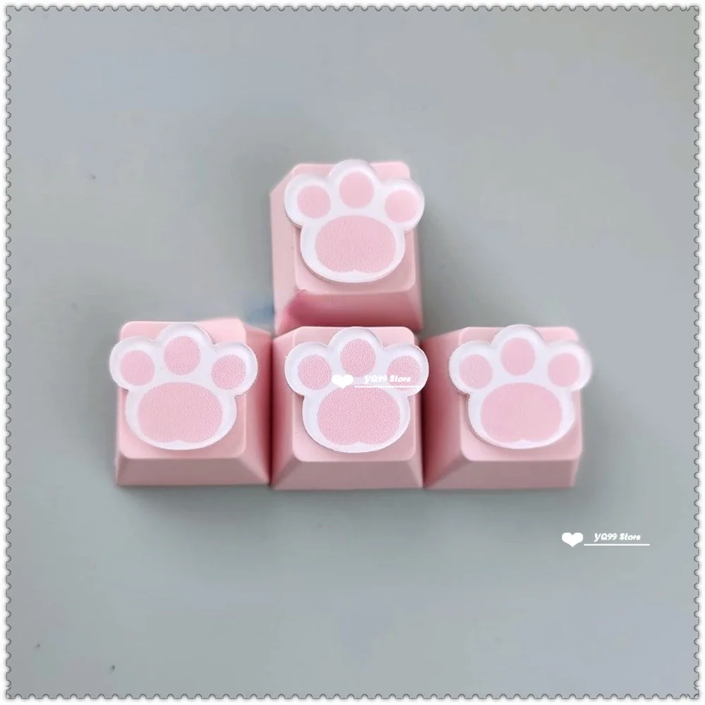 4 teile/satz SchöNe Katze Klaue Schlüssel Kappe Persönlichkeit Katze Pfote Tastenkappen für Mechanische Tastatur R4 Pfeil Tasten Rosa Nette DIY Tastenkappen