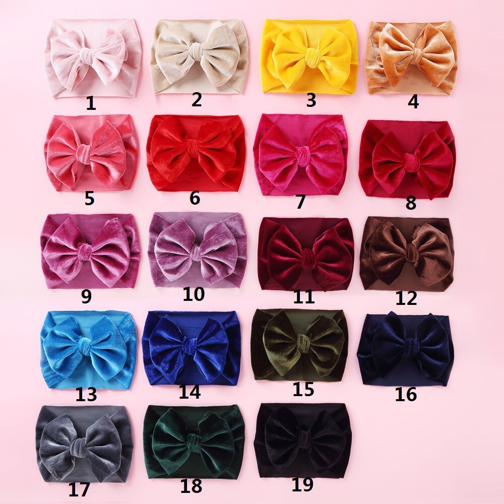 Sammet baby pannband turban stor pilbåge baby flicka pannband för nyfödd rosett hårband barn barn huvud inpackning hårtillbehör