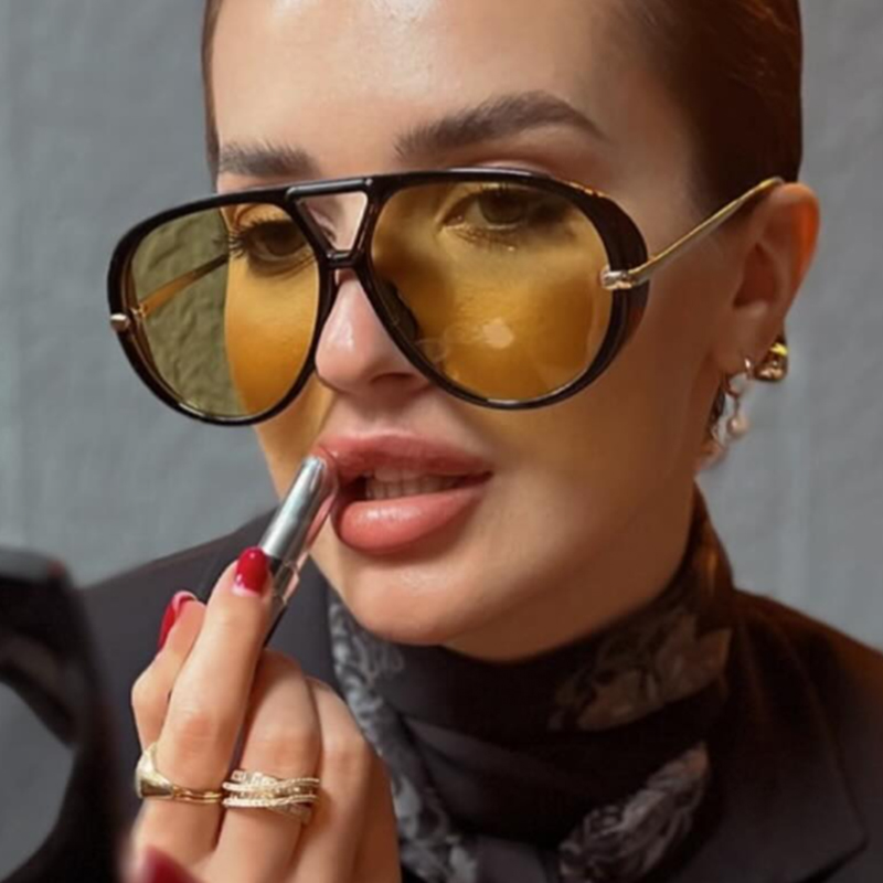 Gafas De Sol De lujo De De para mujer, gafas De Sol Vintage De gran tamaño para sexo, gafas De Sol De negras para mujer # 300864