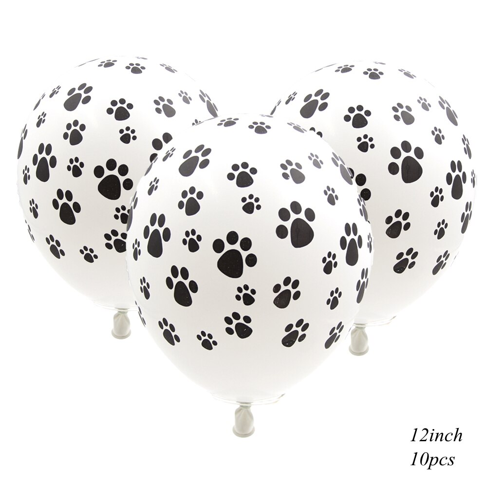 1 Set Dog Birthday Banner 12 Inch Dog Print Latex Balloons Cake Topper for Dog Theme Happy Birthday Party Decoration: 10p White Footprint