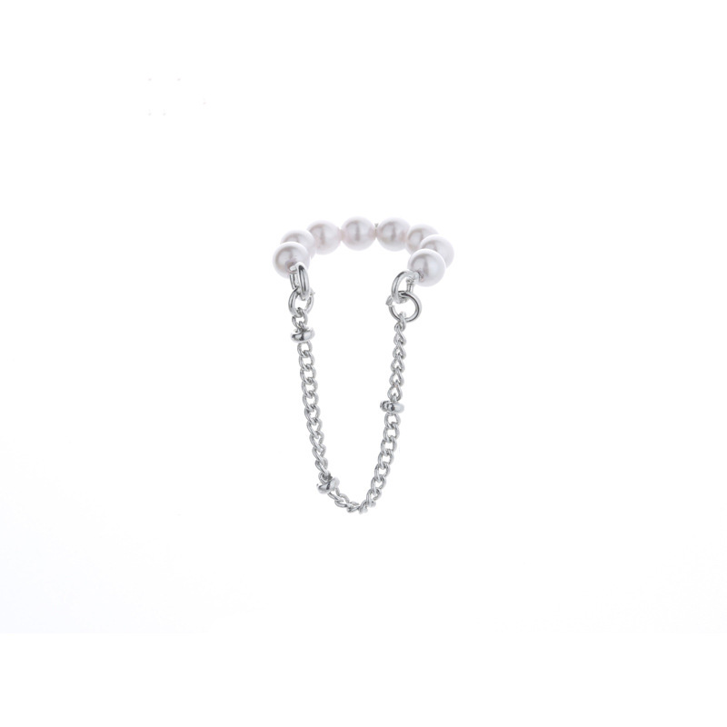 Imitation Pearl Tassel Chain Non Pierced Ear Clip Earring for Women 1PC Chic Kpop Ear Cuff Helix Orbital Girlish Jewelry EF017: Light Yellow Gold Color