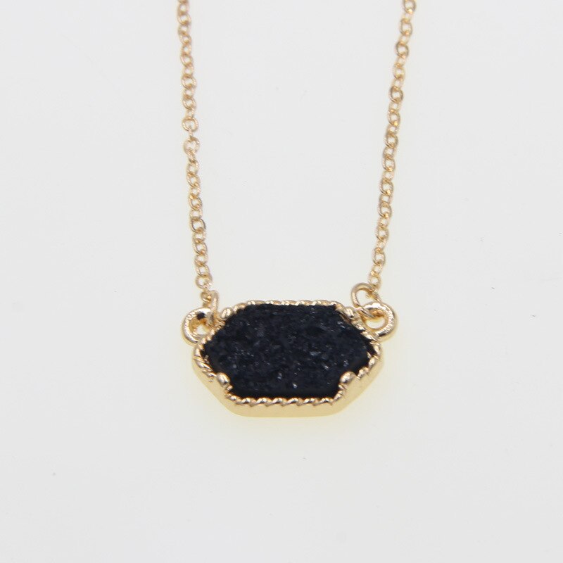 Gold Harz Druzy Drusy Anhänger Halskette Bunte Acryl Kragen Schmuck für Frauen Mädchen Kleid Hochzeit Party: Gold  black