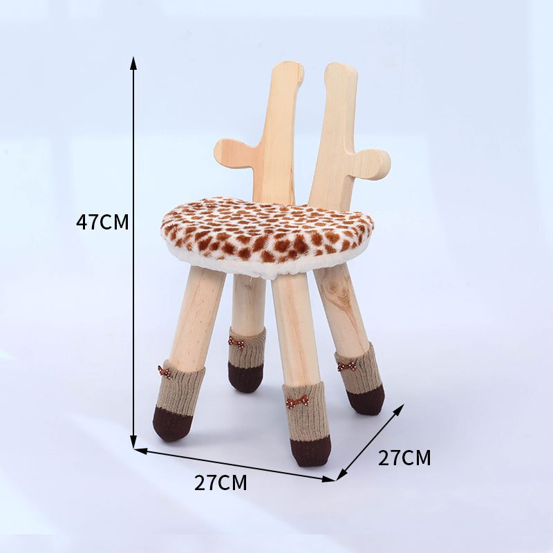 LazyChild sgabello per bambini sedia in legno massello per bambini cartone animato cervo coniglio panca antiscivolo sgabello per piedi scuola materna casa: grande giraffa