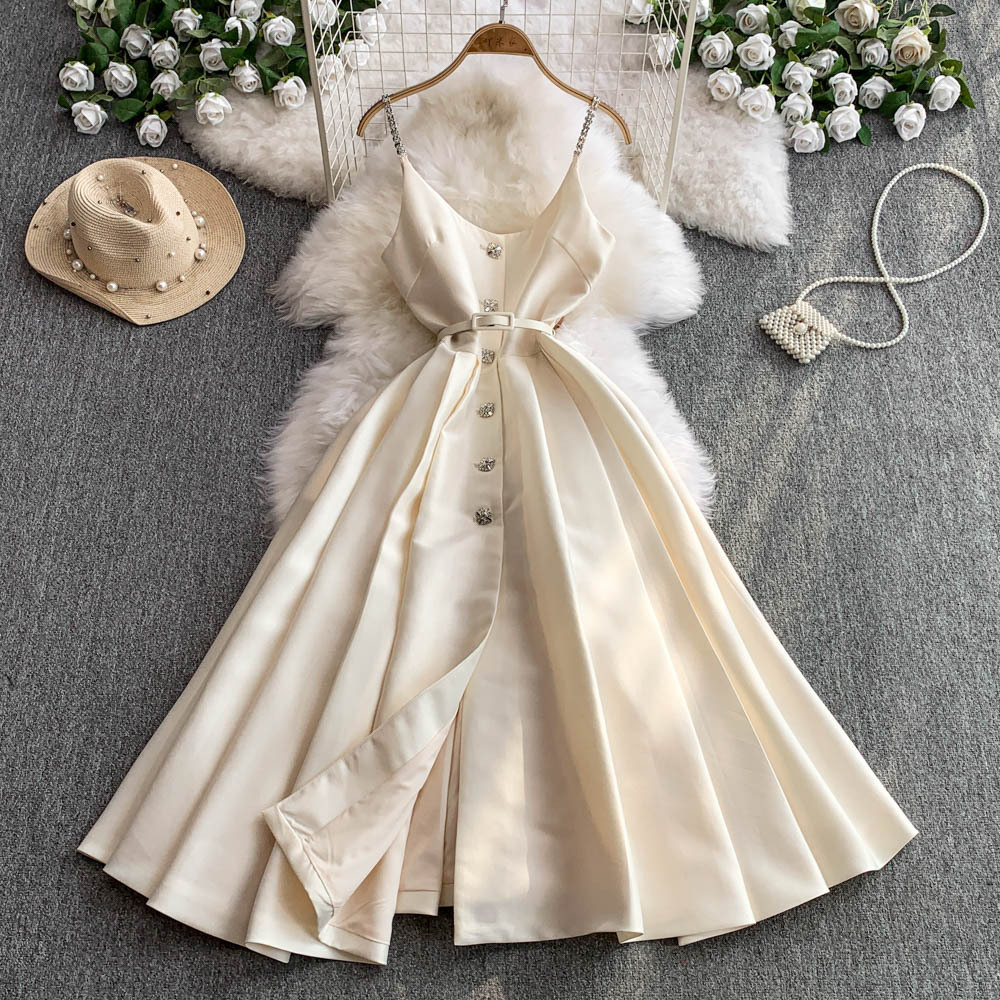 Lette luksuriøse krystal lange aftenkjoler kvinder sommer stropper solkjole brudepige bryllupsfest vestidos midi kåbe: Xl / Cremet-hvid