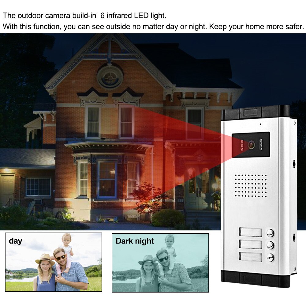 Farve video dørklokke dørtelefon intercom system 700 tvl ir nattesyn kamera dørklokke til 2 skærme 3/4/6 lejligheder hjemme