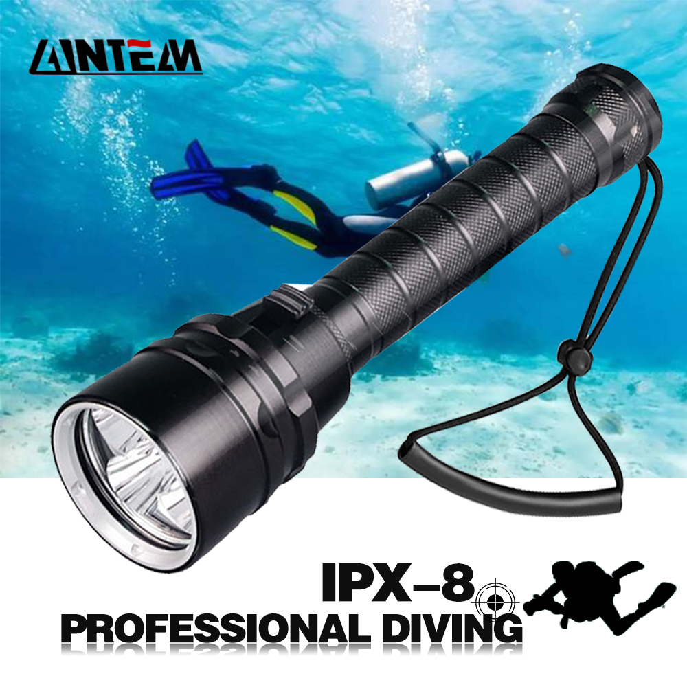 Professionele Super Krachtige 8000LM led Duiken IPX8 Waterdichte Zaklamp Duiker Licht LED Onderwater Zaklamp Lamp Lanterna