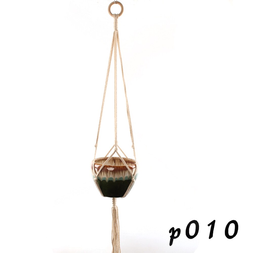 Macrame Katoen Handgemaakte Touw Opknoping Netto Opknoping Mand Vaas Bloem Plant Haak Sling Haak Land Yard Tuin Wanddecoratie: P010