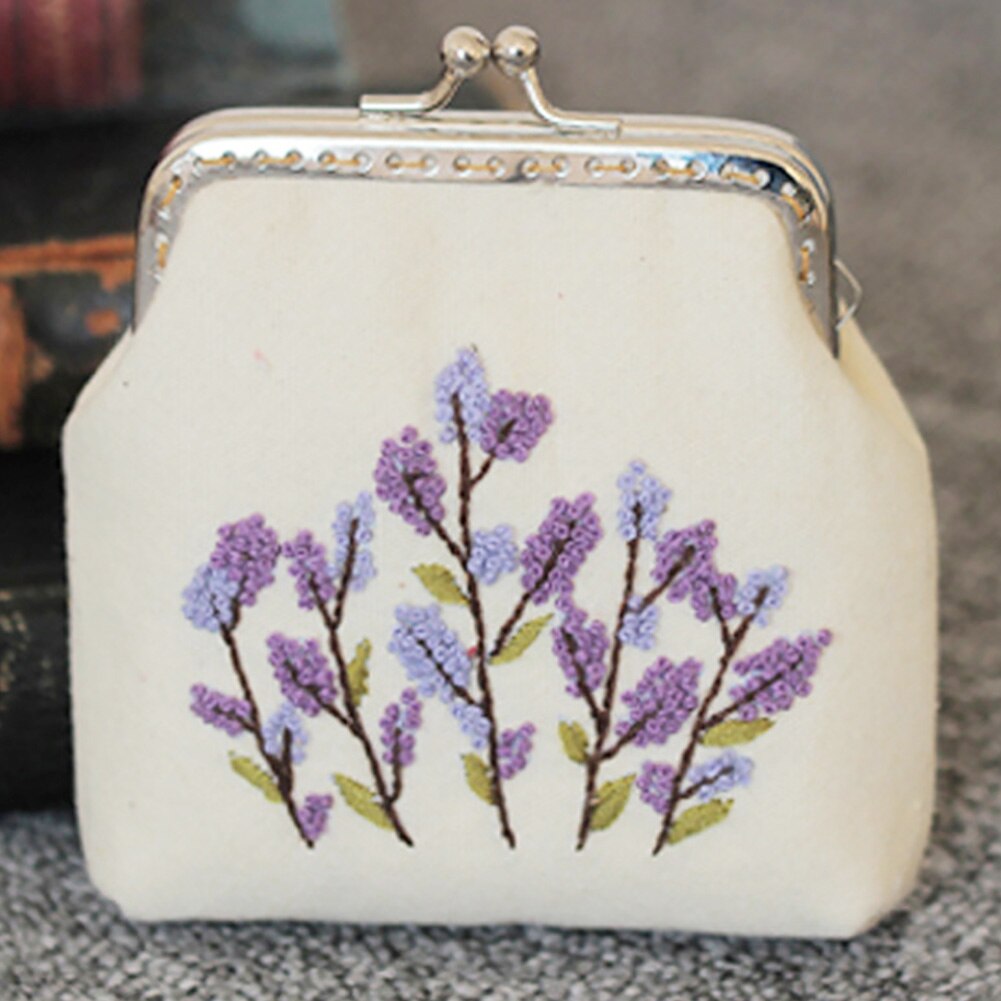 Women DIY Embroidery Purse Set Small Sewing Vintage Cross Stitch Materials Coin Wallet Chinese Style Flower Tree Handmade: 2