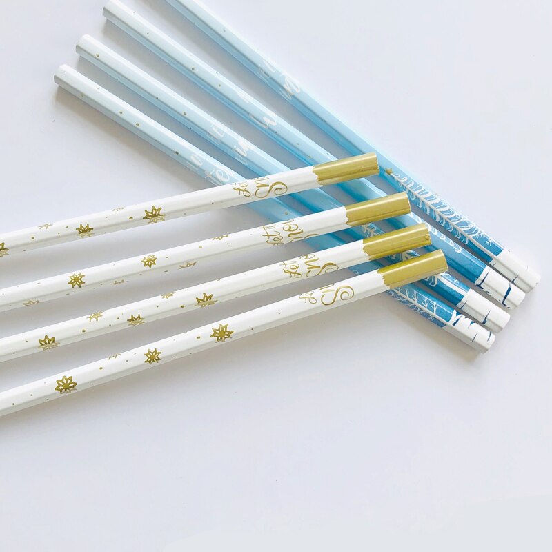 4pcs /Set Pastel Winter Snowflake Hexagon HB Standard Wooden Pencil Writing Drawing Stationery