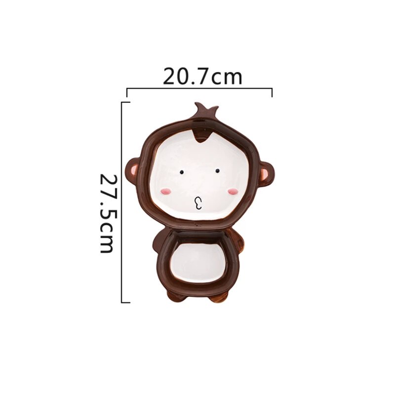 Nordic Ceramic Animal Dinner Plate Children's Rice Bowl Cute Home Baby Tableware Cartoon Dessert Dishes Breakfast Plate: T