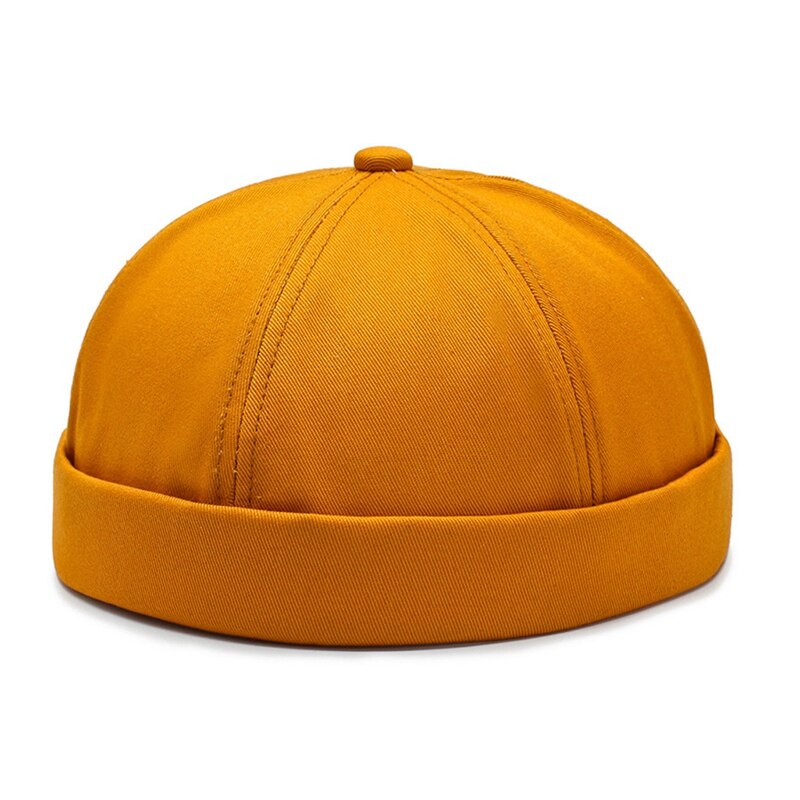 Hot! Beanie Men Women Retro Brimless Portable Adjustable Hip Hop Hat Skull Cap Solid Color Wonderful Gift: Arancione