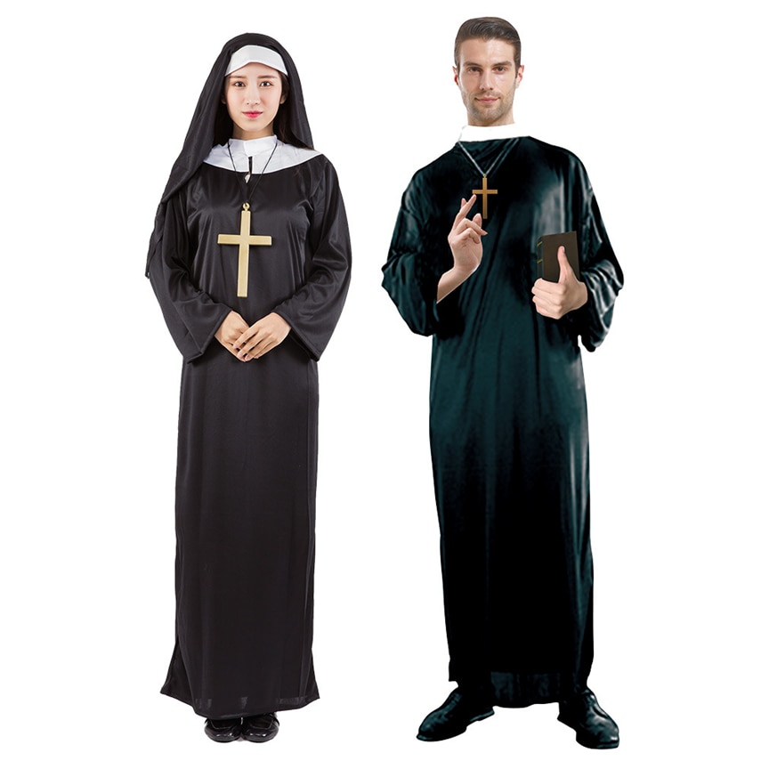 Halloween kostumer til kvinder mænd voksen middelalderlig cosplay præst nonne missionær karneval fest præstation udklædning tøj kåbe