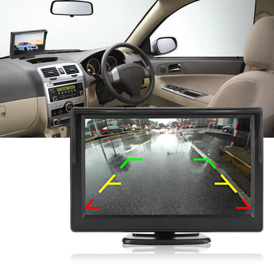 5 in Screen Monitor for Car TFT LCD Monitor 2CH Video Input with 8LEDs Night Vision Waterproof Camera