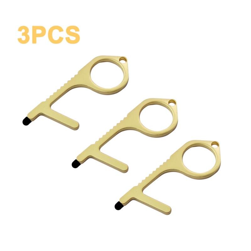 1-10pcs Handmade Door Opener Key Chain NO TOUCH Door Handle Artifact Keychain Avoid Touching Key Buckle Clean Key: 3pcs